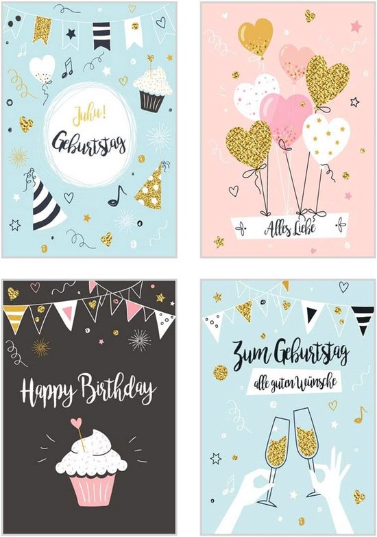 Verjaardagskaarten Set van 20 met Envelop - Originele Ontwerpen voor ...