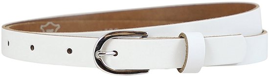 Landley Smalle Dames Riem Leer Wit - 2 cm - Leren Broekriem Smal - Vrouwen Tailleriem - Lengte totaal 130 cm / Riemmaat 115