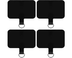4 Stuks Universele Telefoonkoordhouderpatches in Zwart voor iPhone en Android - Handige TPU Telefoonkoordpatches met Telefoonkoordlipjes