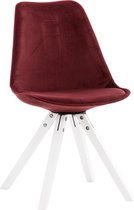 Clp Pegleg Eetkamerstoel - Vierkant frame - Fluweel - Rood - Kleur onderstel : Wit