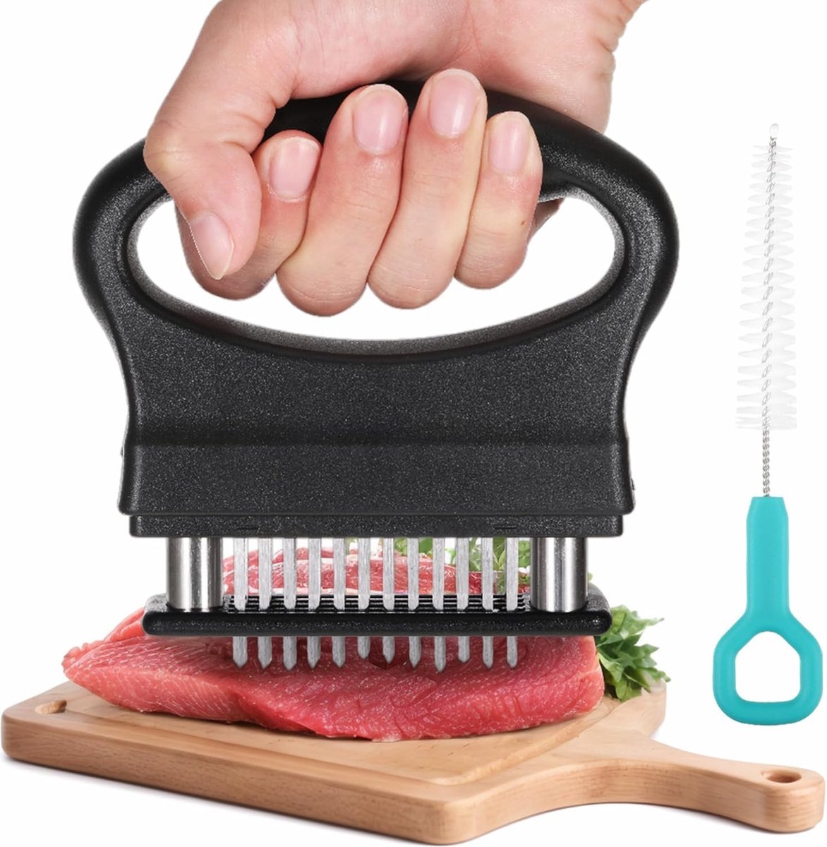 Stunq® Professionele Vleesverzachter met 48 RVS Messen voor Sappig en Smakelijk Vlees