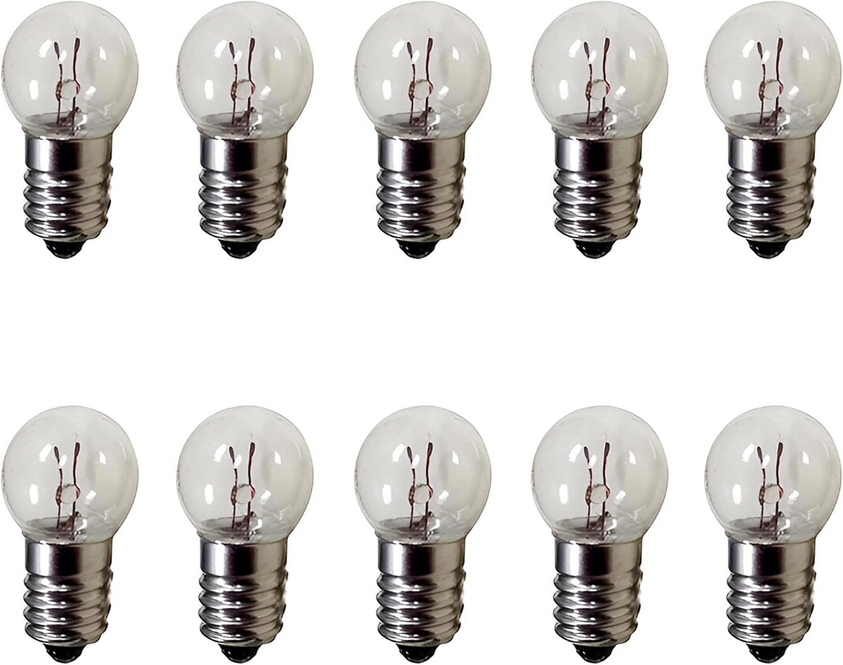 10x E10 Schroefbasis Gloeilampen 12V Warmwit voor Experimenten en Apparatuur