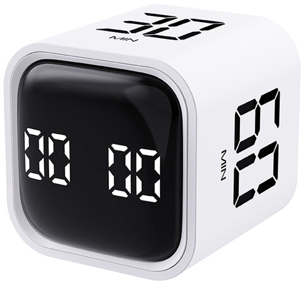 Timer Cube - Digitale Keukentimer - Type-C Oplaadbare Afteltimer Met Visueel LED-Display Voor Koken/Studeren/Lesgeven - 1 Stuks - Wit