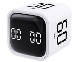 Timer Cube - Digitale Keukentimer - Type-C Oplaadbare Afteltimer Met Visueel LED-Display Voor Koken/Studeren/Lesgeven - 1 Stuks - Wit
