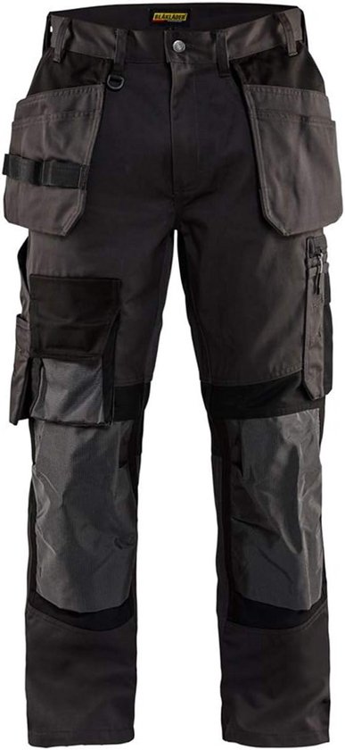 ELIWORX Werkbroek voor heren, stretch inzetstuk, comfortabele pasvorm, robuust, flexibel materiaal, slim zakdesign, werkbroek voor heren, ideaal voor handwerk, doe-het-zelvers en bouwbedrijven, wit