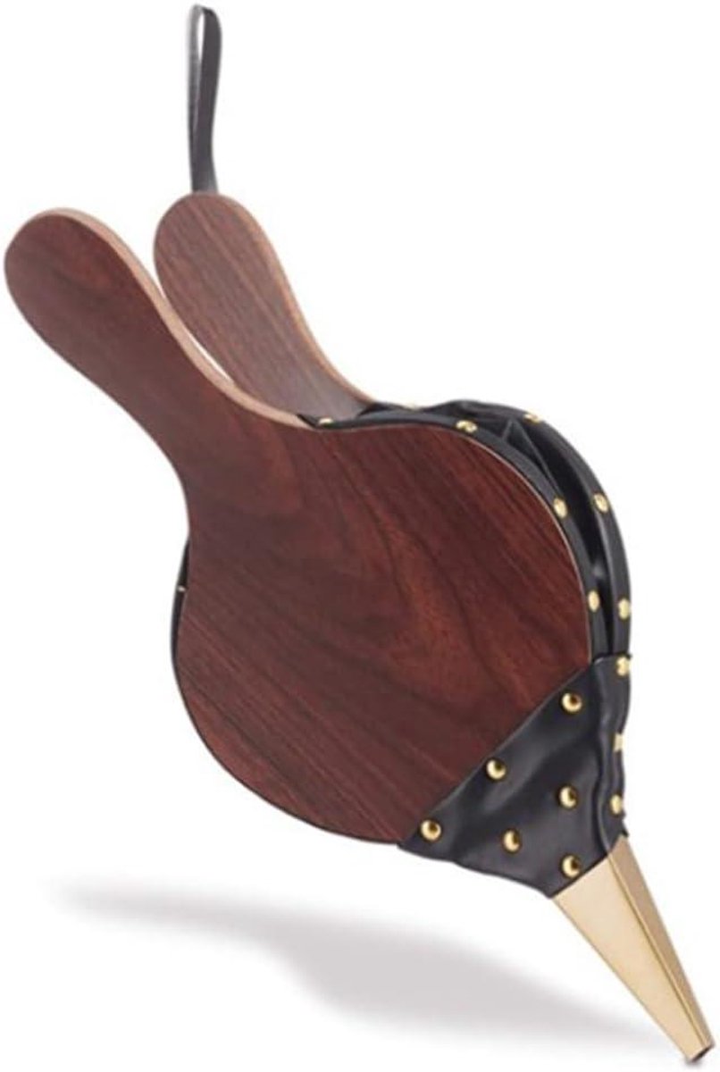 Allecta - Goudkleurige Handblaasbalg voor Open Haard en Barbecue - Houten Luchtblazer - Kunststof Balg - Outdoor Koken - 43 x 19 cm.
