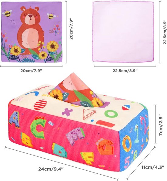 Sensorisch Speelgoed Baby 6-12 Maanden - Zachte Tissue Box met Sjaaltjes voor Ontwikkeling — afbeelding 4