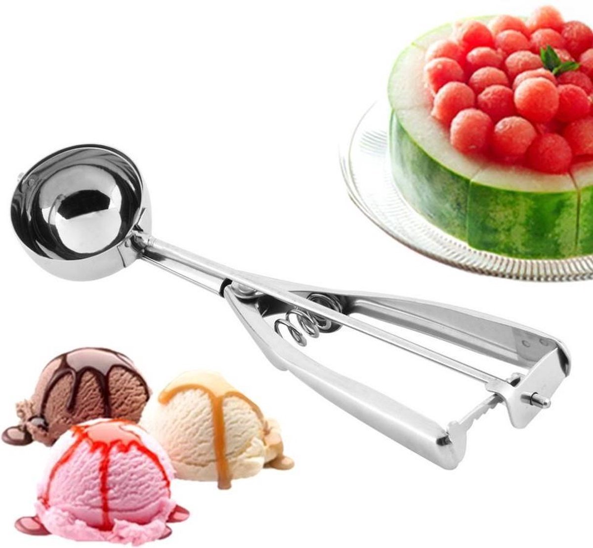 *** Roestvrijstalen Koekjesschepset - 3 stuks voor perfecte ijskoekjes, taartdeeg, meloen en aardappelpuree van Heble® ***
