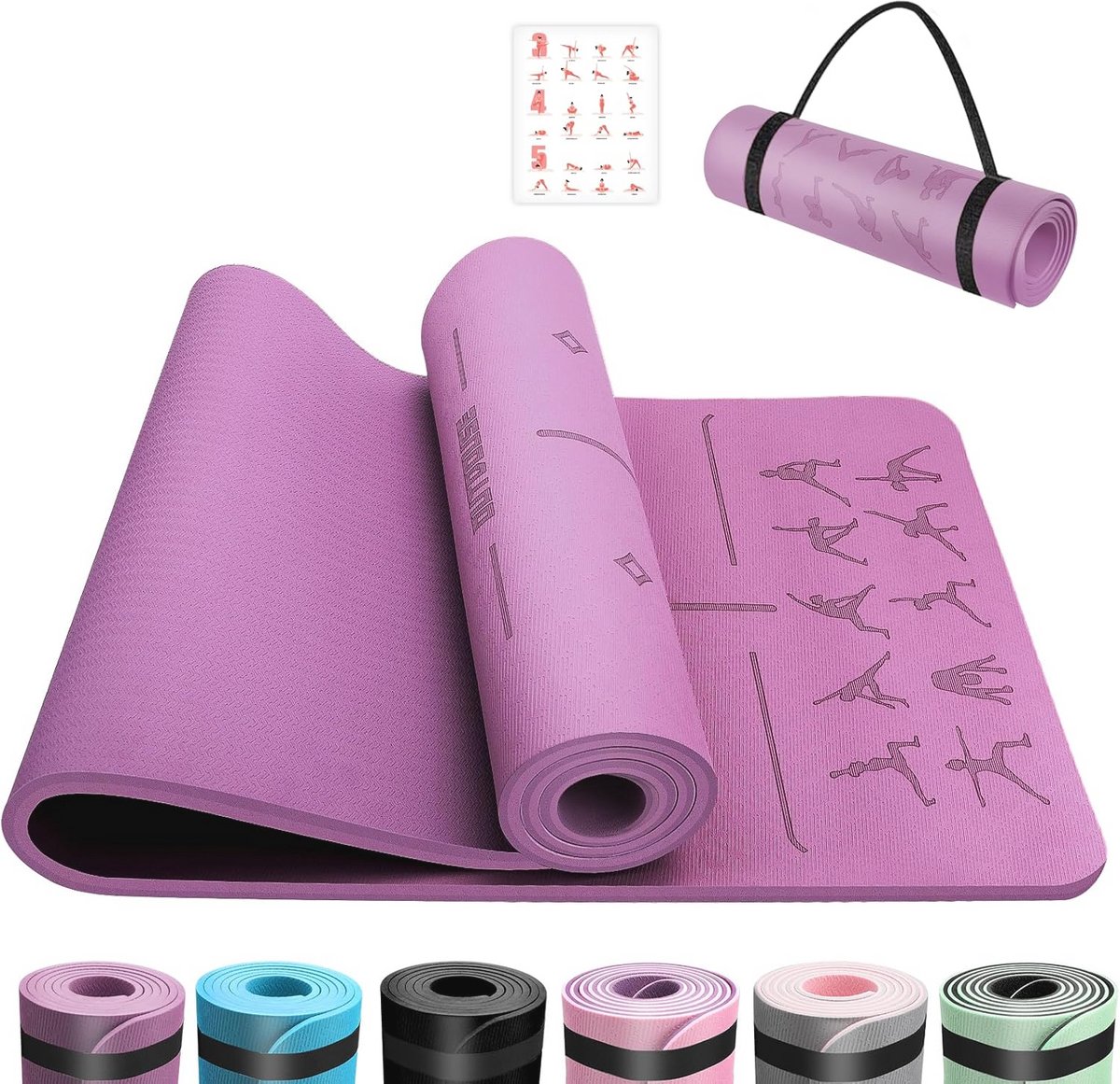 Huidvriendelijke Yogamat 6 mm - Antislip Gymnastiek- en Pilatesmat voor Thuis en Sport