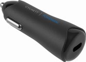 Cygnett PowerMini Auto oplader  USB-C aansluiting  Super-fast Charge  Zwart  Voor oa Samsung Galaxy S10 / S9 / S8 / S7 (Plus / Edge / Active) / A9 / A8   Huawei P20 modellen  Laad tot 70% sne