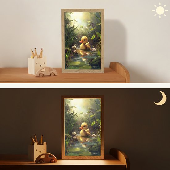 Nachtlampje 20x30 cm - Kinder lampje - Eendjes - Dieren - Natuur - Tafellamp kinderkamer - Slaapkamer lamp - Bedlamp kinderen - Kinderlampje stopcontact - Wandlamp babykamer - Nachtlampjes van Merkloos — afbeelding 4