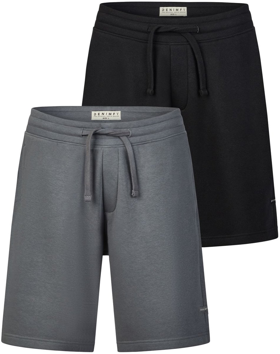 DENIMFY Heren Short DFPablo 2 Pack regular/straight Veelkleurig XXL Volwassenen Sweatshorts / Zakken met ritssluiting