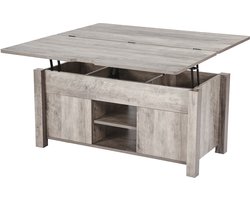 1000 mm Farmhouse Lift Top salontafel, rustiek middelpunt met schuifdeur en verborgen opbergruimte, modern rechthoekig tafelblad voor woonkamer, kantoor of huis, eenvoudige montage, eikenhouten afwerking