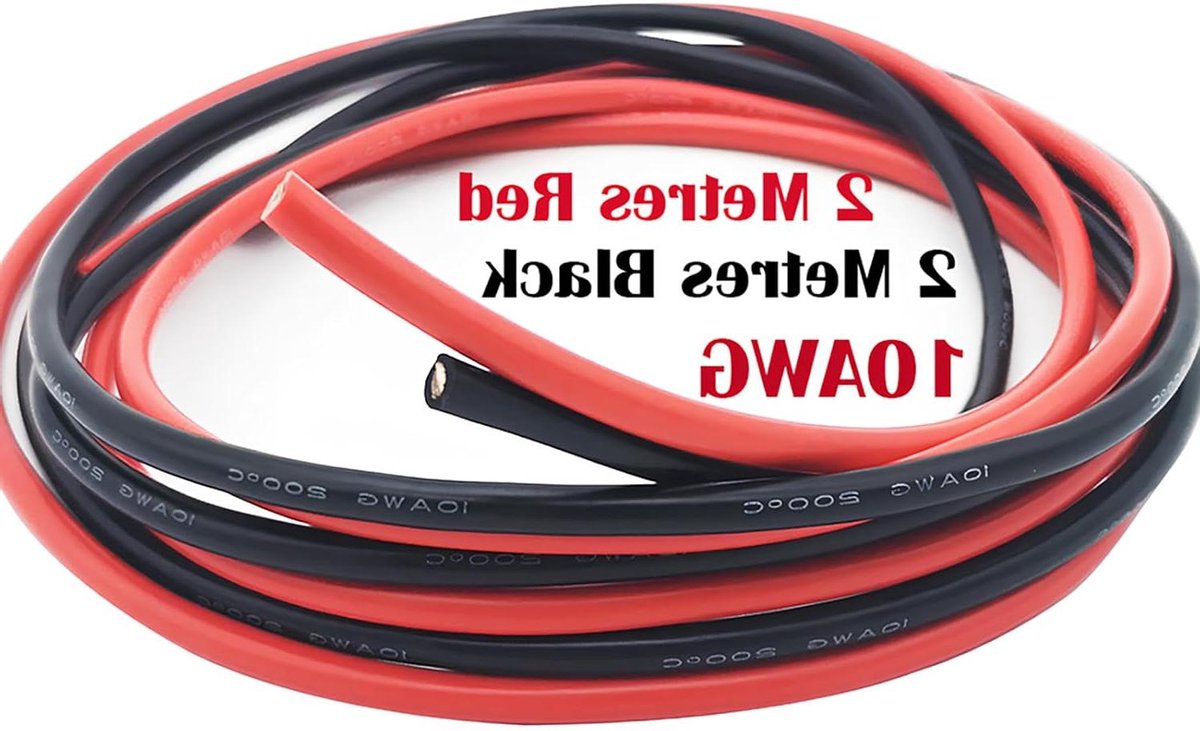 Allecta - Siliconen kabel 10 AWG, 2 meter zwart en 2 meter rood, hittebestendig en flexibel, RC vliegtuig auto accuklem.