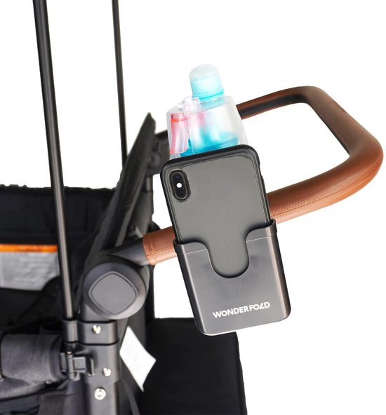 WonderFold WCPH Beker- en telefoonhouder - Voor Kinderwagen - Bolderkar - Zwart - Rubber — afbeelding 2