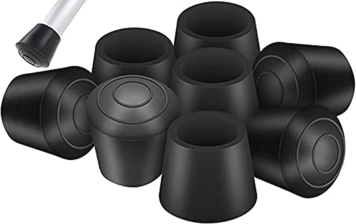 Rubberen Beschermdoppen voor Stoelpoot - Vloerbescherming voor Ronde Meubelpoten (19 mm - 20 mm) - 20 Stuks Zwart