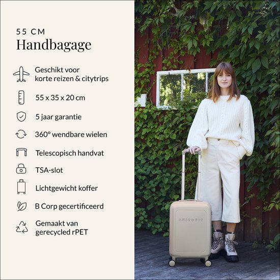 SUITSUIT Handbagage koffer 55x35x20 - Handbagage trolley - Lichtgewicht koffer - Reiskoffer - Veilig TSA cijferslot - Natura koffer Bleached Sand - Beige