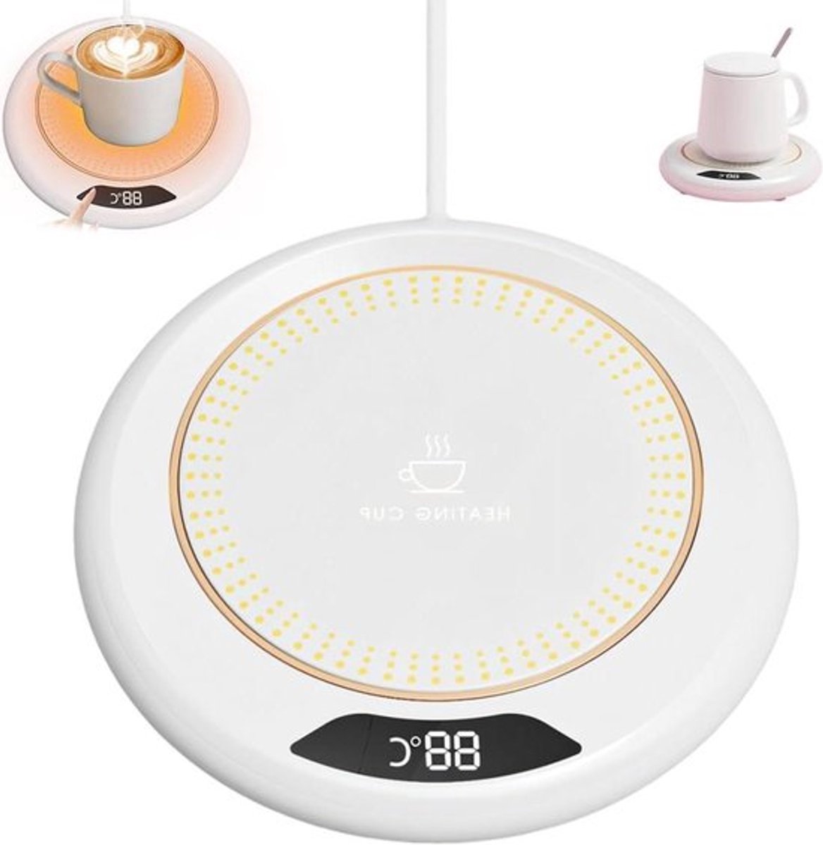 Elektrische Koffiekopwarmer - Warmhoudend, Smart Bureau Mokkenwarmer met 3 Temperatuurinstellingen - Thee- en Drankwarmer voor Cacao en Melk