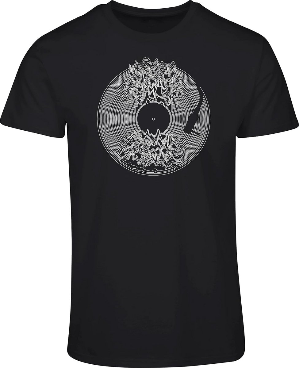 Muziek T-shirt Mannen met Vinylplaat en Hoofdtelefoon - Ideaal voor DJ, Techno & Hip Hop Fans