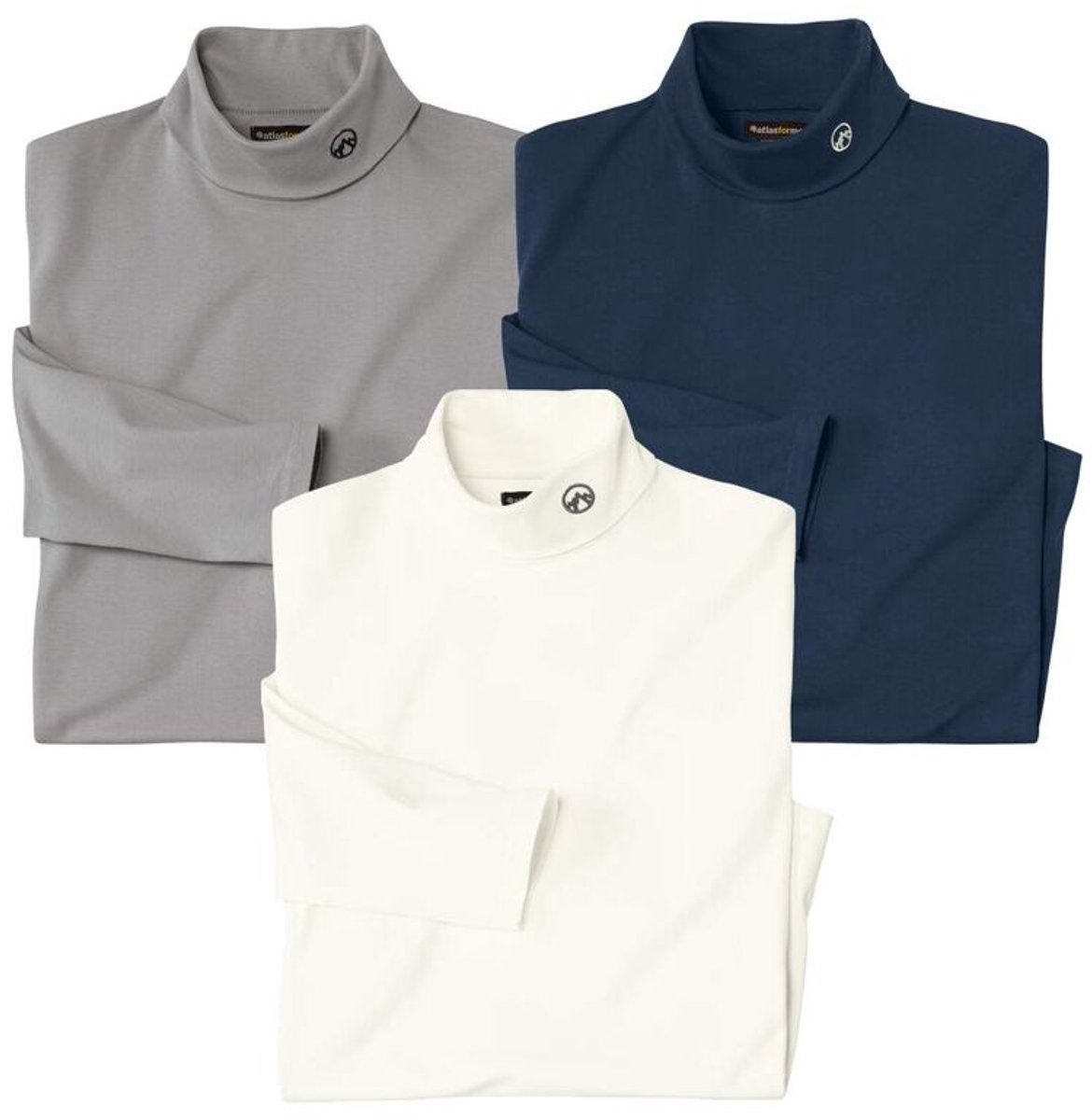 ATLAS FOR MEN - Set van 3 ondertruien met col - Heren - Verkrijgbaar in grote maten - 4XL