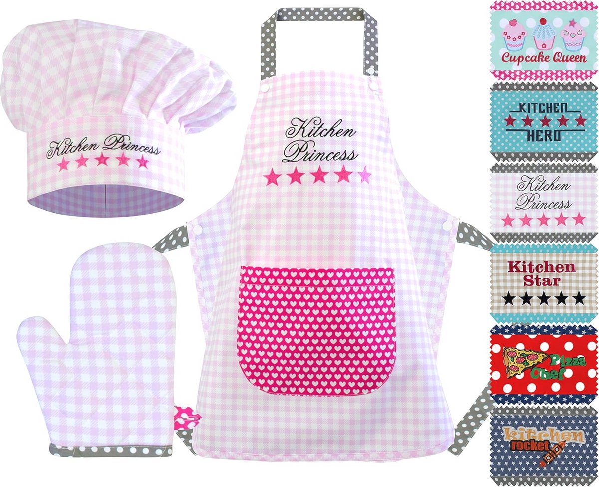 Kookset voor Kinderen: Kookschort, Kookmuts en Ovenhandschoen - 3-delige Set