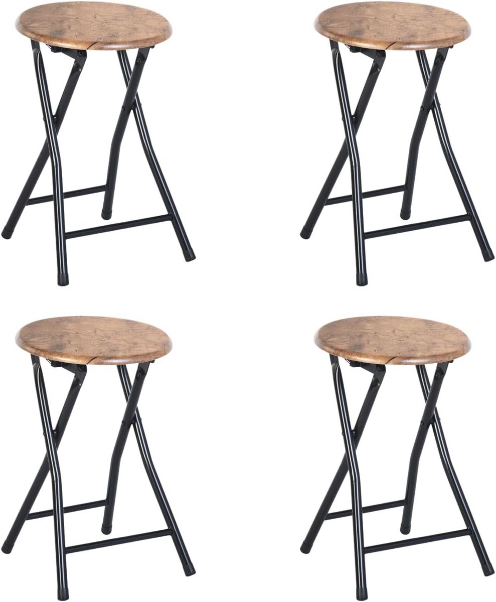Set van 4 Opvouwbare Klapkrukken voor Binnen en Buiten - Compact en Draagbaar