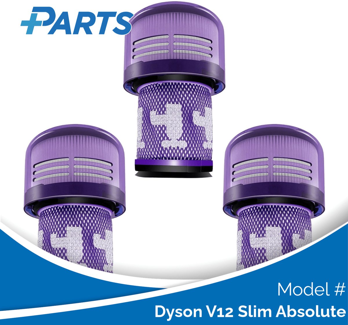 Dyson V12 Slim Absolute Filters (3 Stuks, Plus.Parts® alternatief voor 971517-01)