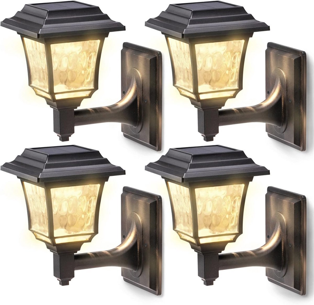 Solar Buitenlampen - LED Zonneverlichting voor Tuin en Muur - Waterdichte Wandlampen (4 Stuks)