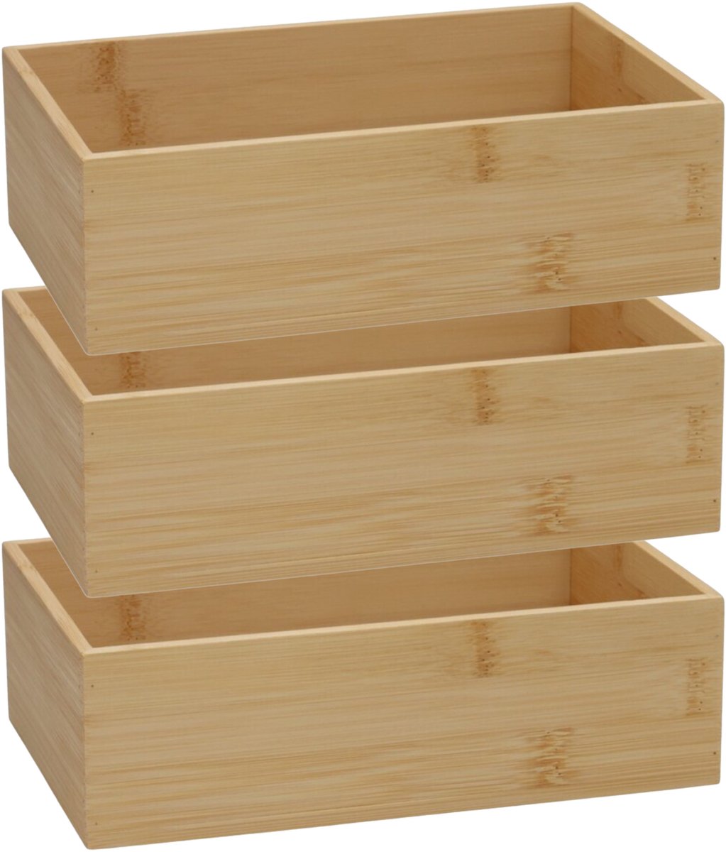 Gerimport Lade organizer - 3x - bamboe hout - 23 x 15 x 7 cm - bakje - kast organizer - organizer - doos