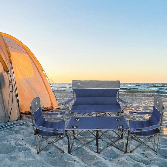 Set van 3 Opvouwbare Campingstoelen voor Zware Mensen met Bekerhouder ...