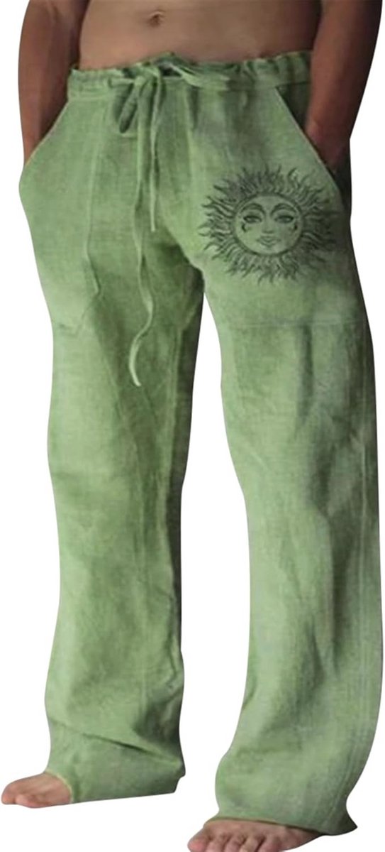 Linnen broek heren - comfortabele zomerbroek met zakken en elastische tailleband