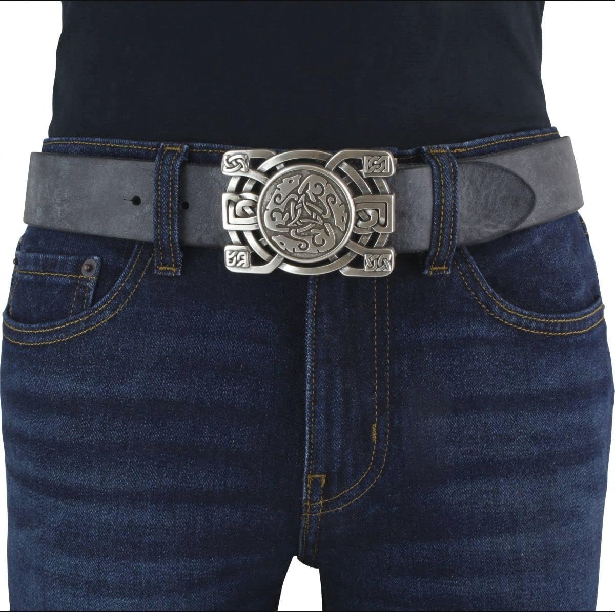 Keltische gesp riem van volnerf rundleer 4 cm - vintage look voor LARP