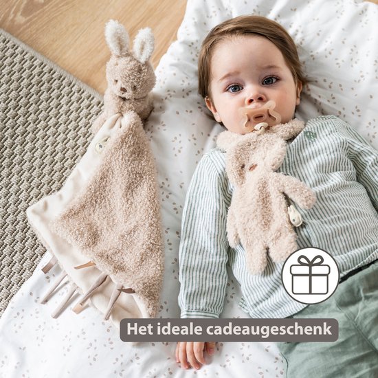 Nattou TEDDY Baby Knuffeldoekje met Knuffel - 27 x 27 cm - Doudou Konijn - Baby Cadeau - Beige van Merkloos — afbeelding 5