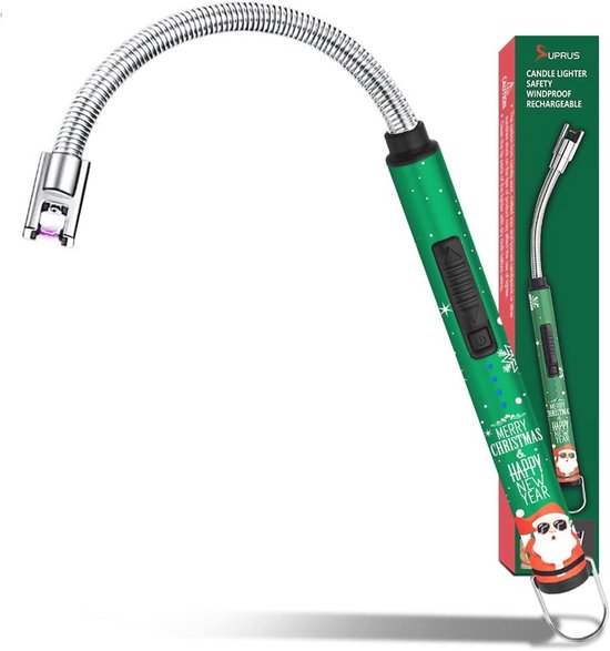VEHHE kaarsaansteker, 2 pack oplaadbare elektrische aansteker met LED-batterijweergave Veiligheidsschakelaar, flexibele nek USB-aansteker voor kaarsen Campinggrill Gasfornuizen Koken (zwart en zilver