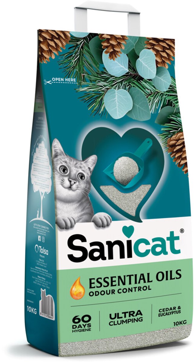 Sanicat Essential Oils Ultra White Kattenbakvulling Cedar & Eucalyptus - 10 kg
