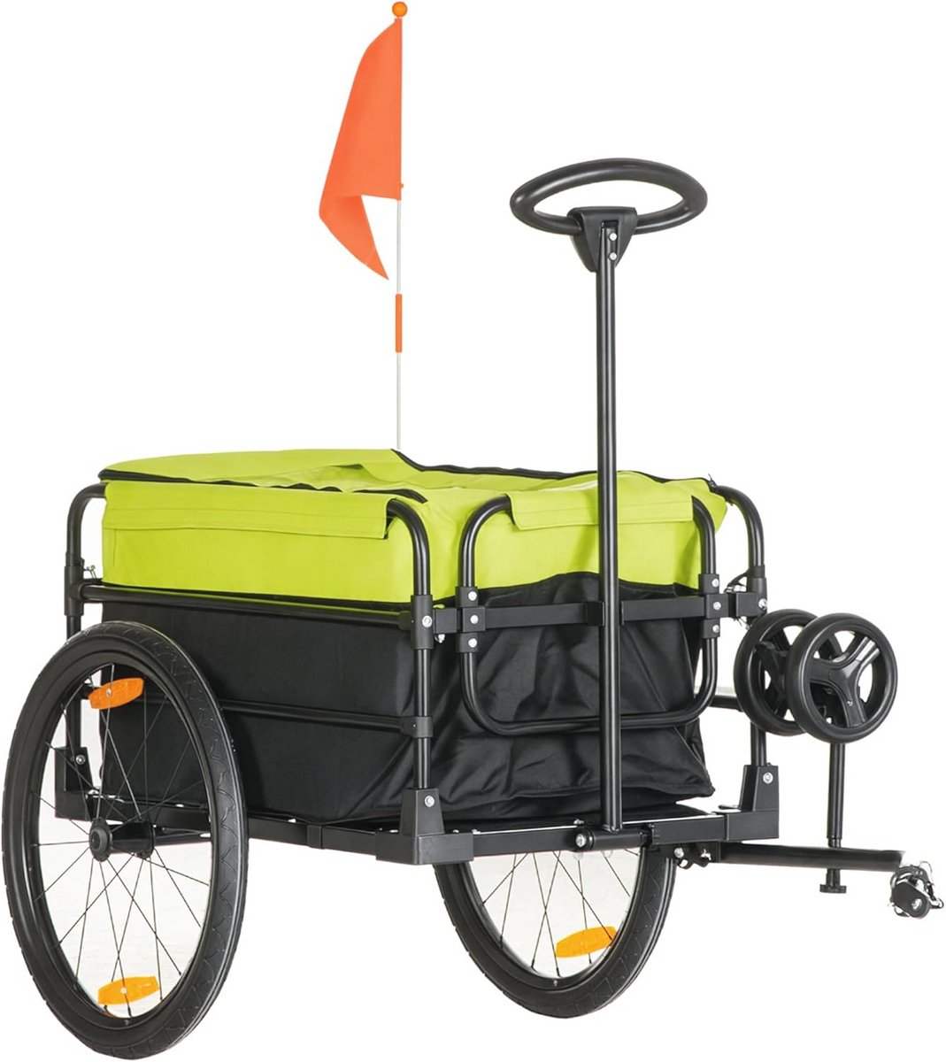 2-in-1 Fietsaanhanger en Bolderkar met 20 inch Luchtbanden - Stalen Transportaanhanger