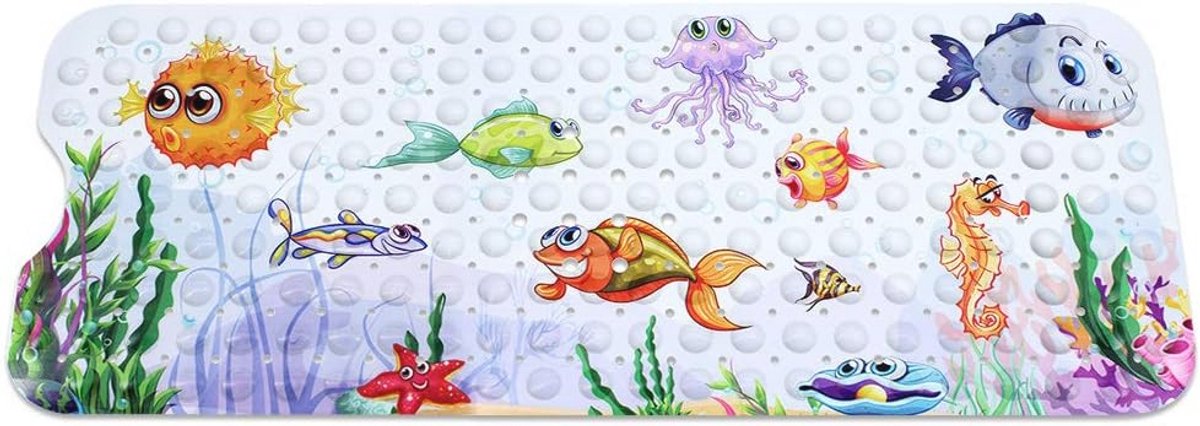 Kleurige Antislip Badmat voor Kinderen met Zuignappen - Extra Lange Douchemat 100x40cm