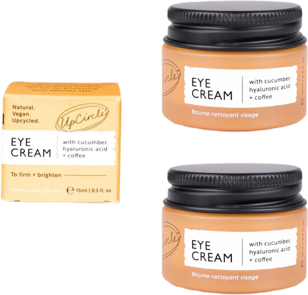 UpCircle Oogcrème - 99% Natuurlijk - Met Hyaluronzuur - Koffie-extract - Tegen Donkere Kringen - Wallen - 2 x 15ml