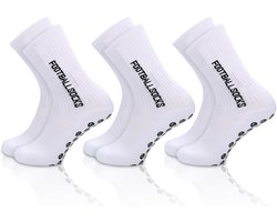 3 paar gripsokken voetbal, Gain The Edge Grip sokken, comfortabele antislip sportsok, ademende voetbalsok voor mannen, kinderen, volwassenen, Wit, 39 EU