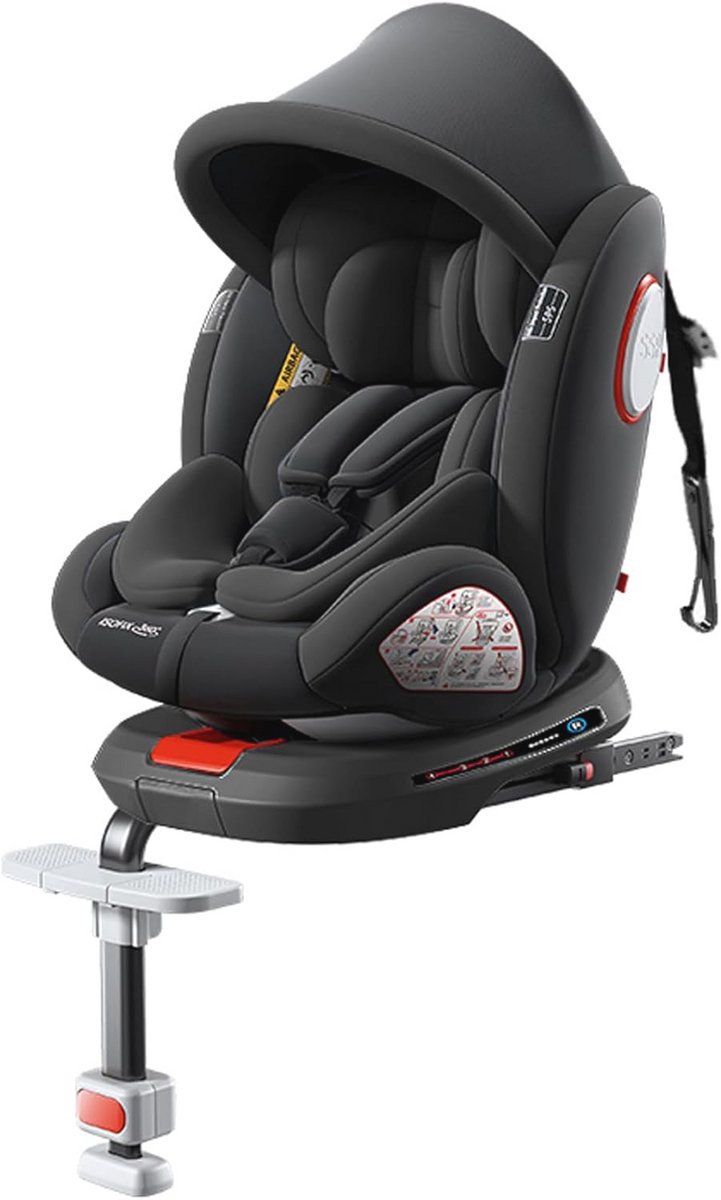 Reenborn Car seat, 360° rotatable, reclining car seat with adjustable headrest (black upgrade version)