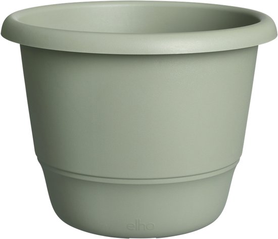 Foto: Elho amiga rond 55 grote bloempot voor binnen buiten 100 gerecycled plastic 55 x h 41 3 cm tijmgroen