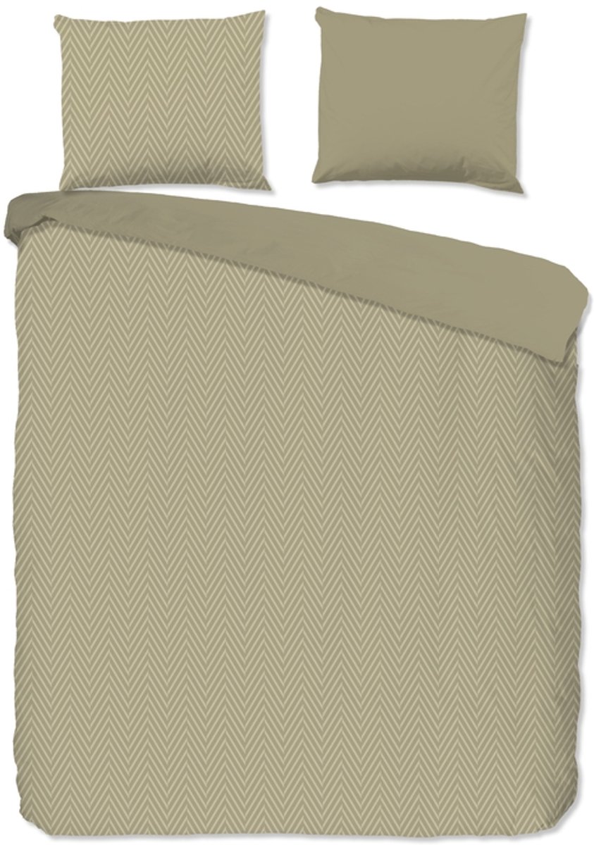 Pure dekbedovertrek geometrische print - 2 persoons 200x200/220 cm - Zand - Microvezel