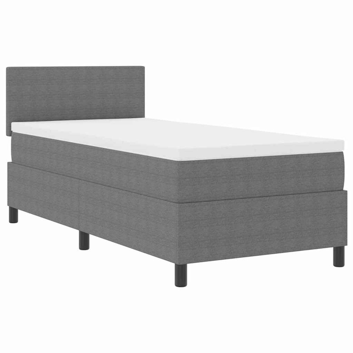 Eenpersoonsbed | Tienerbed | Volwassenenbed Boxspring bed Lichtgrijs en wit. 203 x 80 x 88 cm Katoenen stof