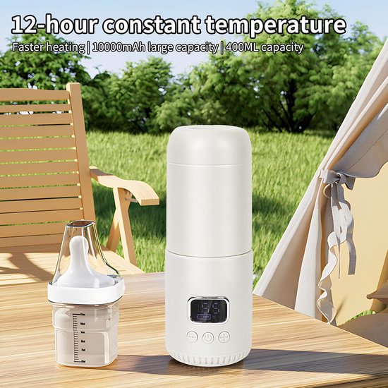 Draadloze draagbare fleswarmer, 400 ML fleswarmer, instelbare temperatuur 37°C tot 55°C, ideaal voor reizen — afbeelding 2