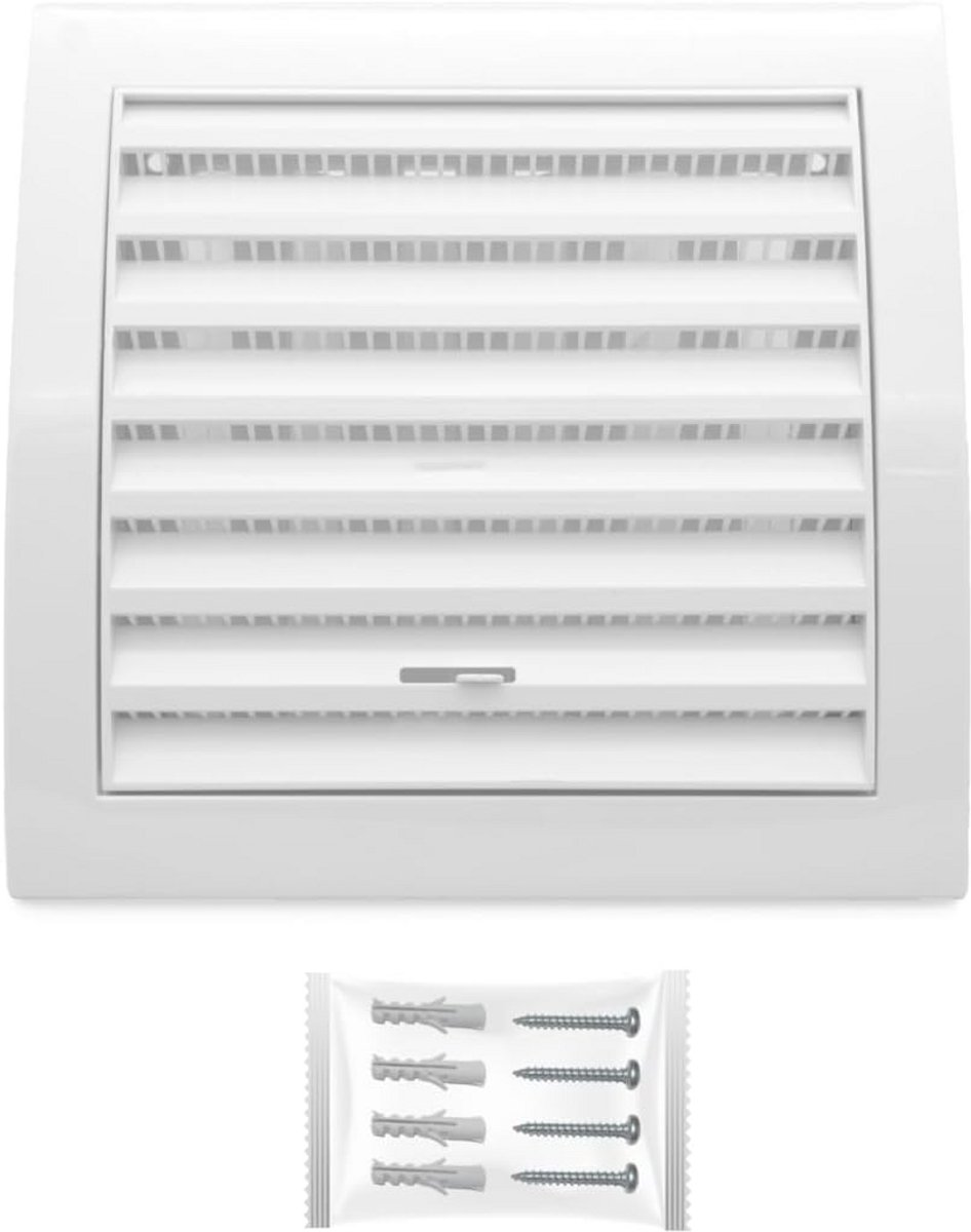 Ventilatierooster 150 x 150 mm Wit met Schuif en Insectenbescherming