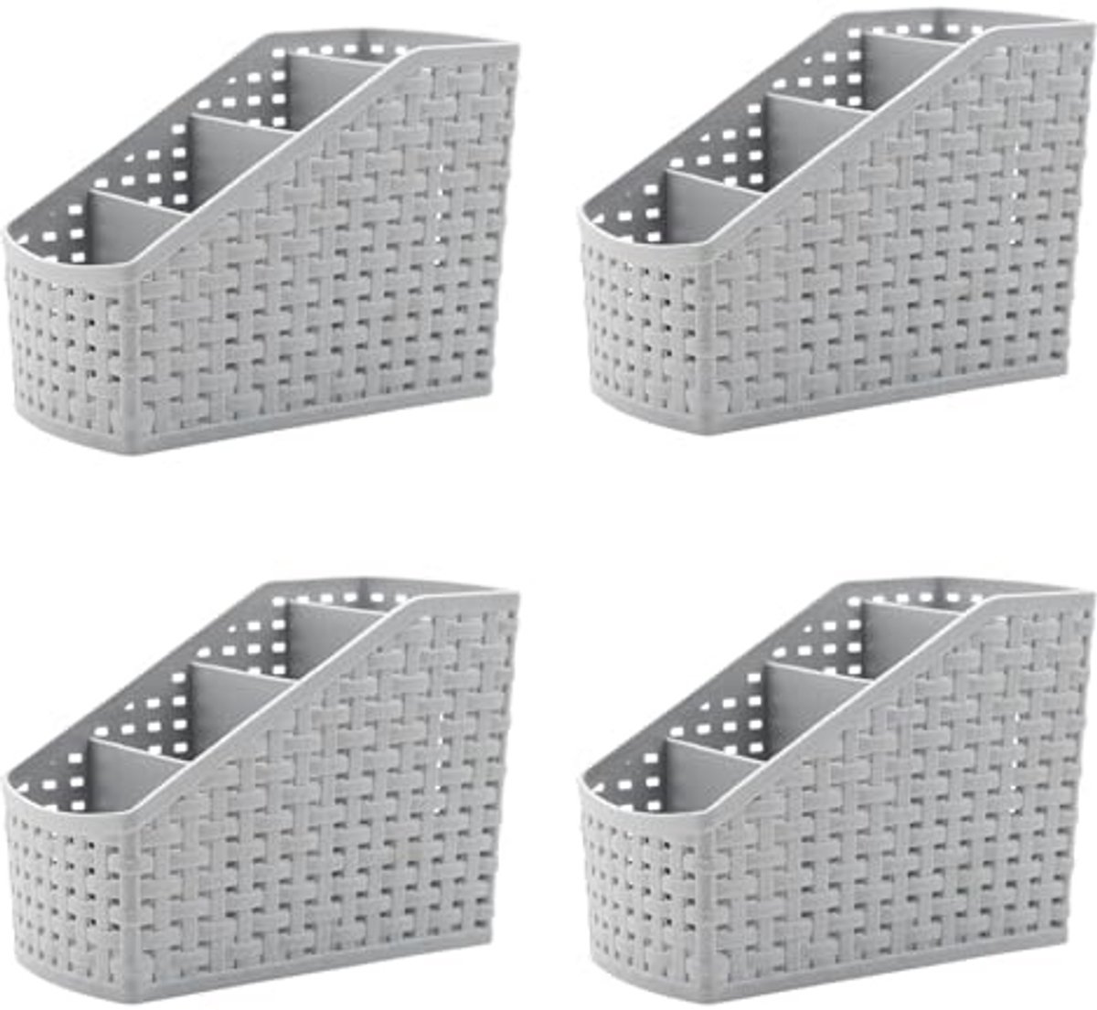 Verdeelde Opbergmanden 4-Pack voor Cosmetica en Bureau Organisatie