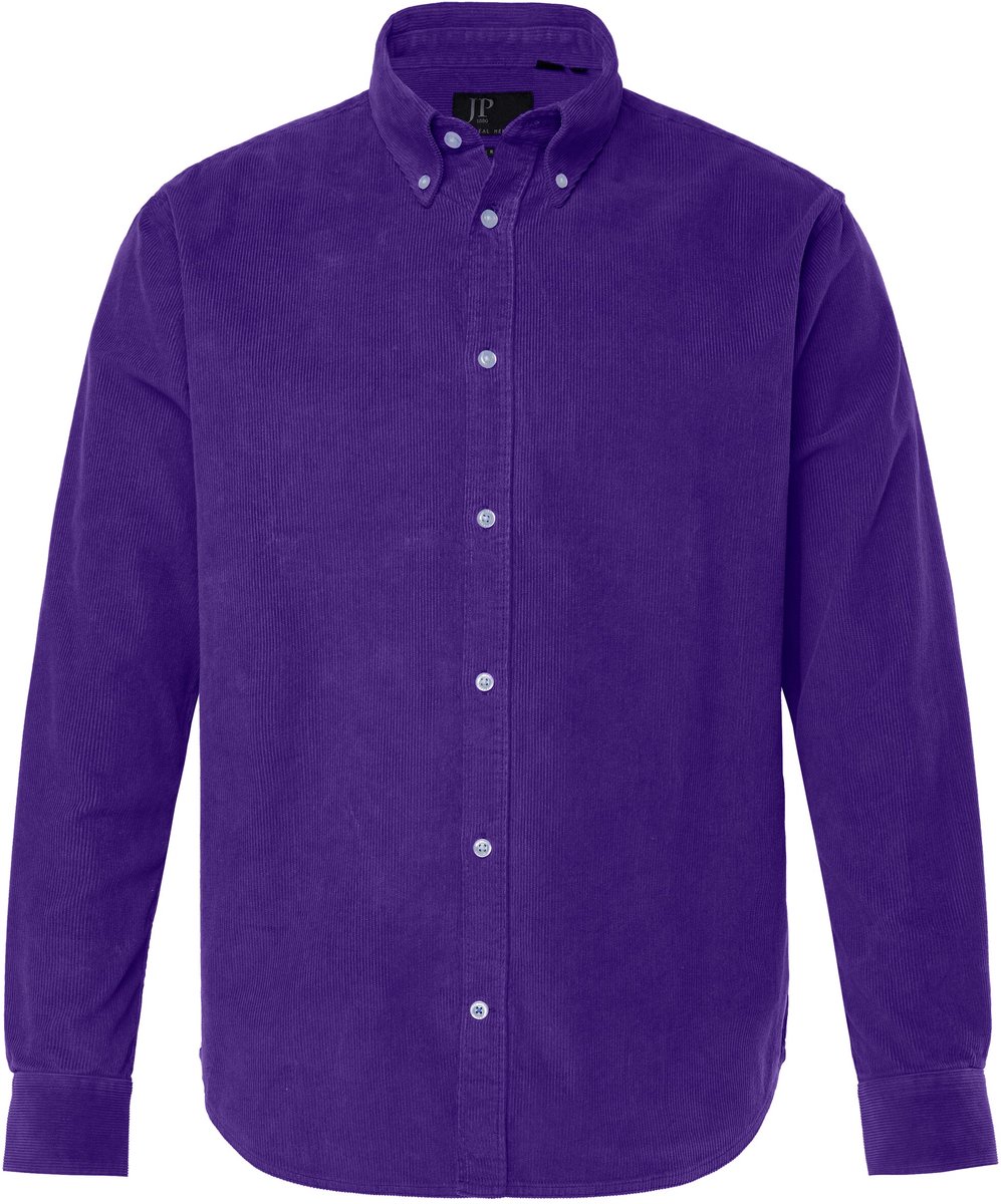 JP 1880 - Heren - Corduroy shirt lange mouwen buttondown-kraag Modern-Fit - Donker lelie - Maat XXL
