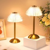 OUTON 2-delige Set Nachtkastlampjes Touch Dimbaar met USB A C Poorten, Geheugenfunctie, Linnen Lampenkap, Kleine Tafellampen voor Slaapkamer, Woonkamer, Kantoor (9W Lamp Inbegrepen