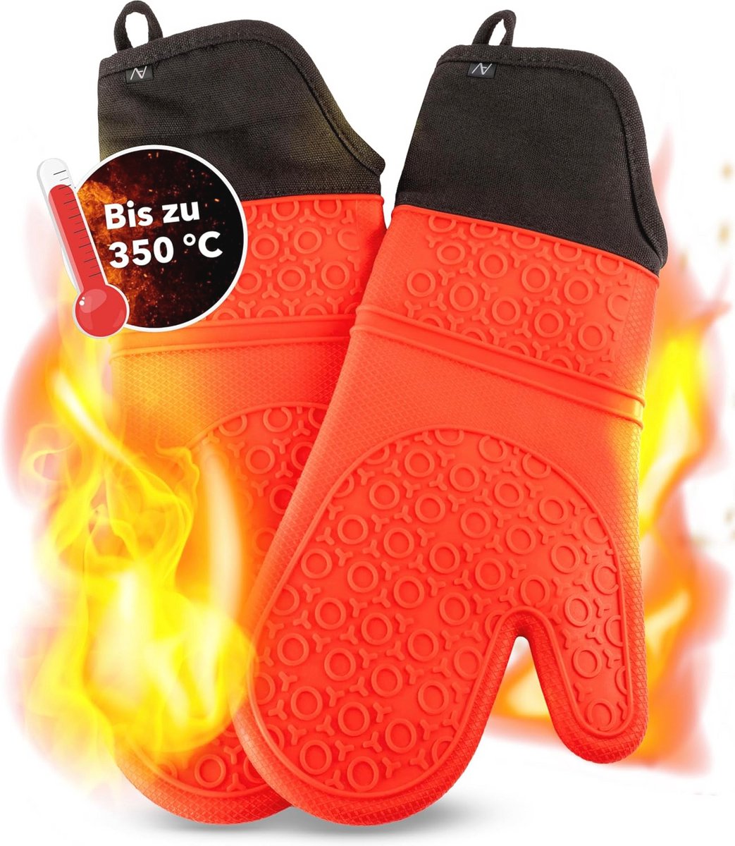 Hittebestendige Siliconen Ovenwanten met Anti-slip Grip voor Koken en Bakken - Rood
