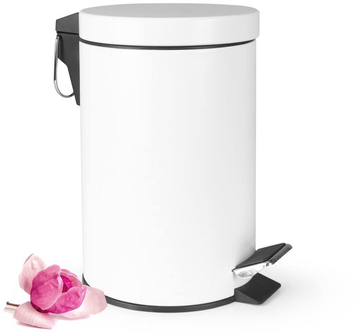 Cosmetica-emmer 3L voor badkamer en kantoor - Elegante witte prullenbak met pedaalmechanisme
